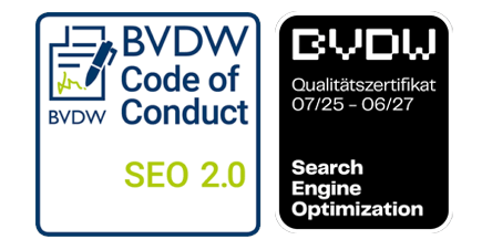 BVDW SEO Zertifikate: BVDW SEO 2.0 und BVDW SEO Qualitätszertifikat 07/2025 - 06/2027